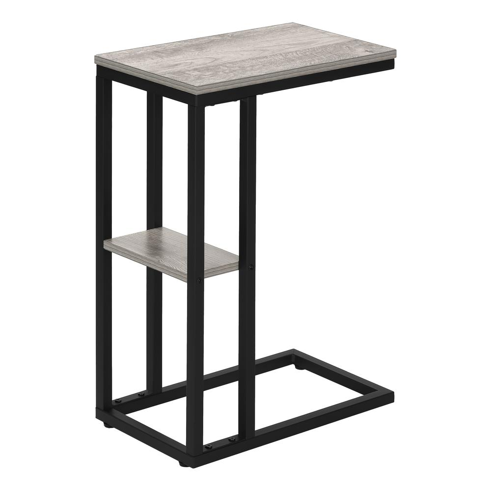 Start2Finish grey C-shaped accent table with laminate finish, ideal as end or side table for living room or bedroom use.