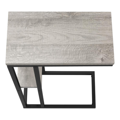 Start2Finish grey C-shaped accent table, side/end table with laminate finish, ideal for living room or bedroom use.