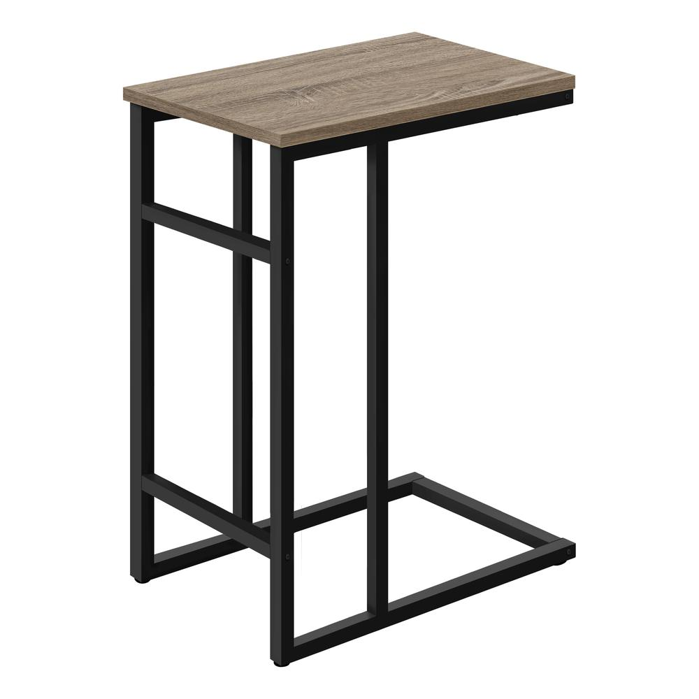 Start2Finish C-shaped accent table with brown laminate top, ideal as an end or side table for living rooms or bedrooms.