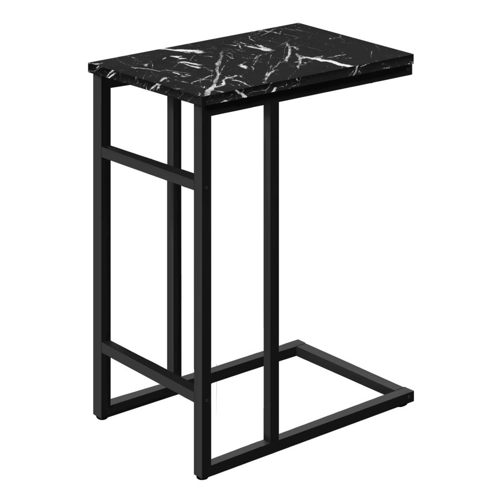 Start2Finish black marble C-shaped accent table with a side design, ideal for living rooms and bedrooms.
