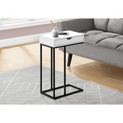 C-shaped accent table with storage drawer from Start2Finish, ideal as a living room side or snack table.