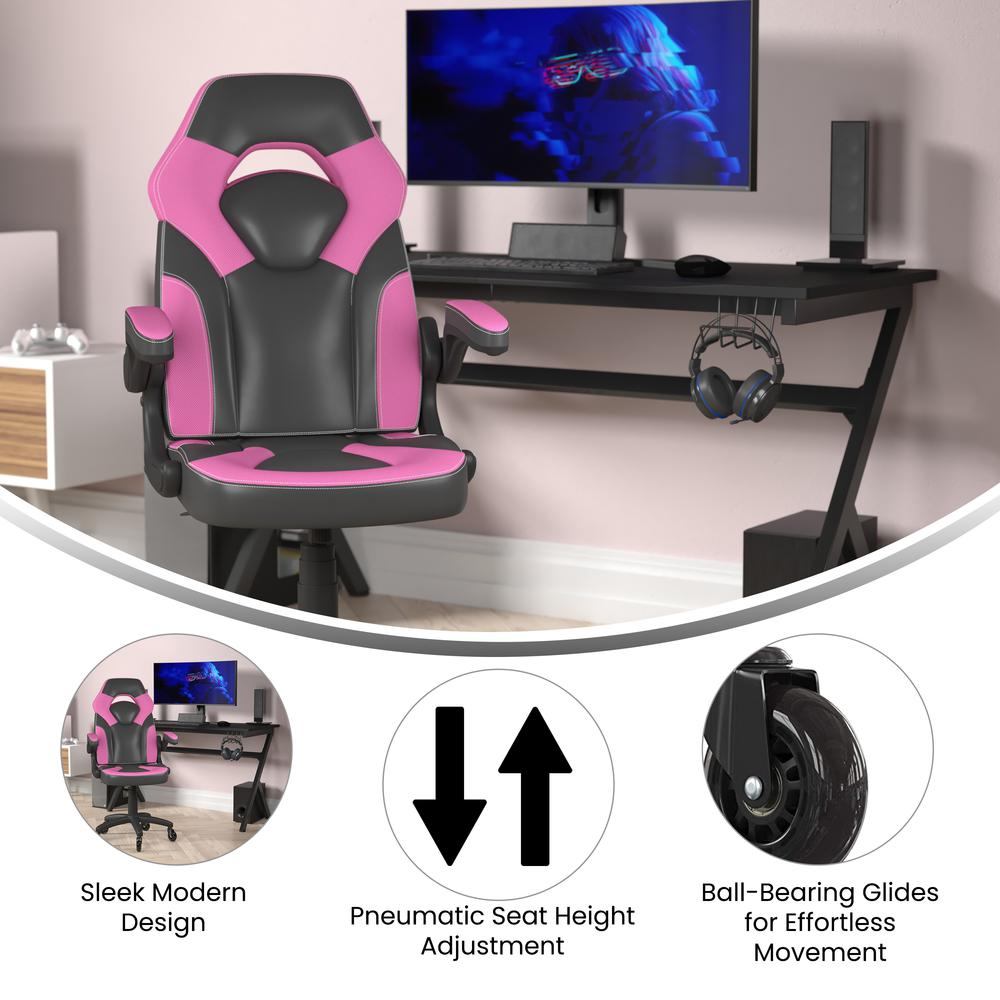 Pink and black X10 Gaming Chair Racing Office Computer Chair with LeatherSoft upholstery and ergonomic design.
