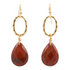Red Jasper teardrop earrings with golden drop accents, handcrafted jewelry by Start2Finish featuring vibrant gemstone design.