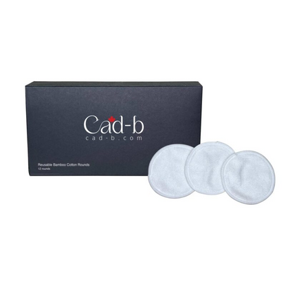 Reusable bamboo cotton rounds for makeup removal, eco-friendly and washable, shown in a 12-pack from Start2Finish.