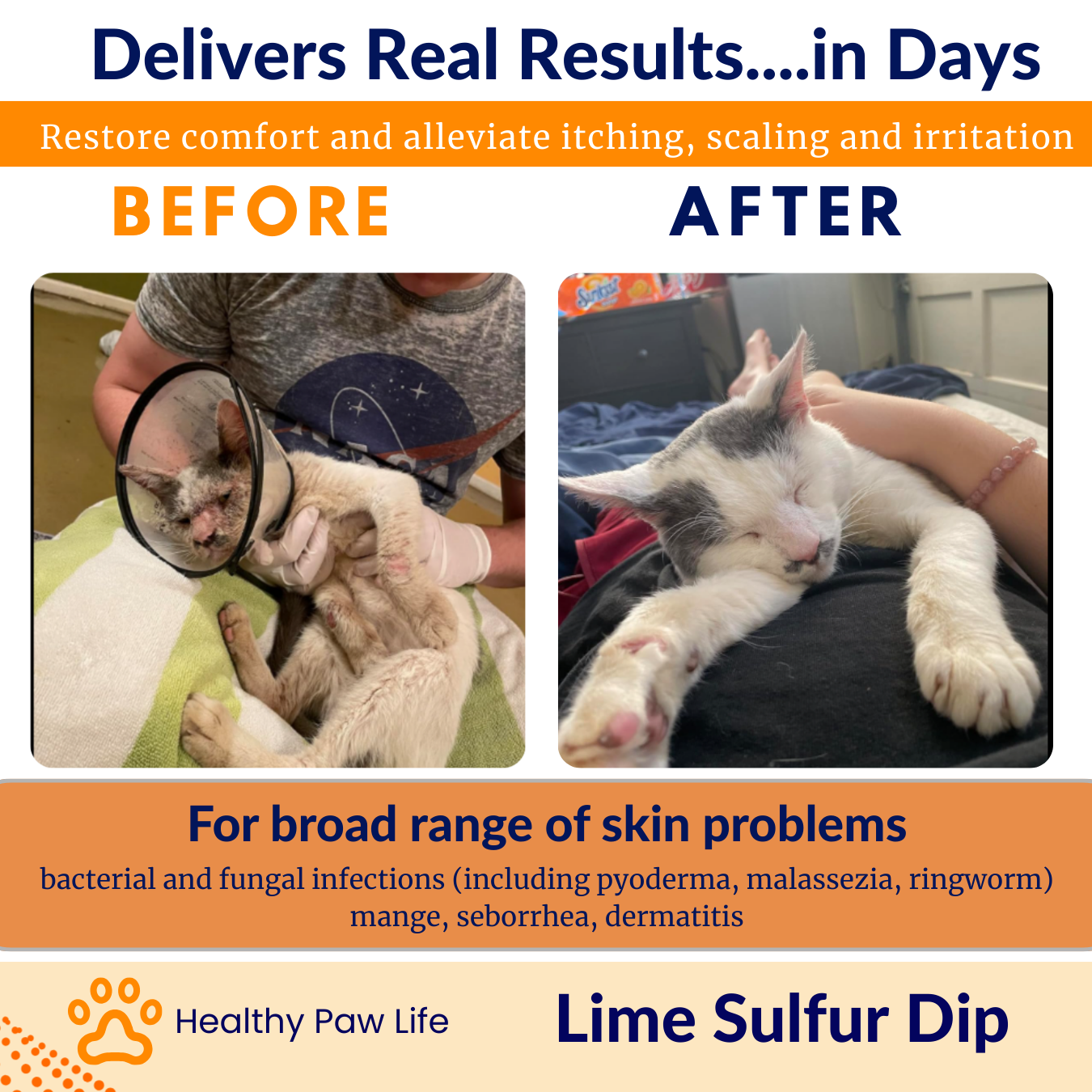 Start2Finish Lime Sulfur Dip for pets, showing a bottle of concentrated sulfur solution for treating mange, ringworm, and dermatitis.