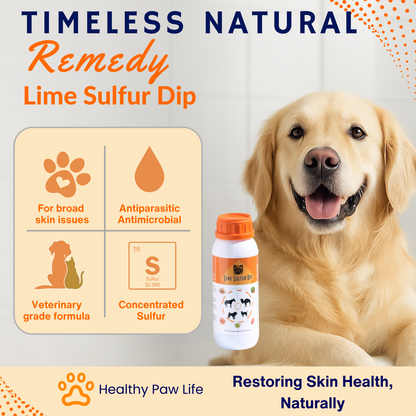 Start2Finish Lime Sulfur Dip for pets, concentrated sulfur solution for itchy skin, mange, ringworm, dermatitis in dogs, cats, horses