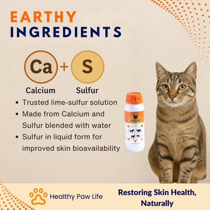 Start2Finish Lime Sulfur Dip for pets, showing a concentrated sulfur solution bottle used for treating skin conditions in dogs, cats, and livestock.