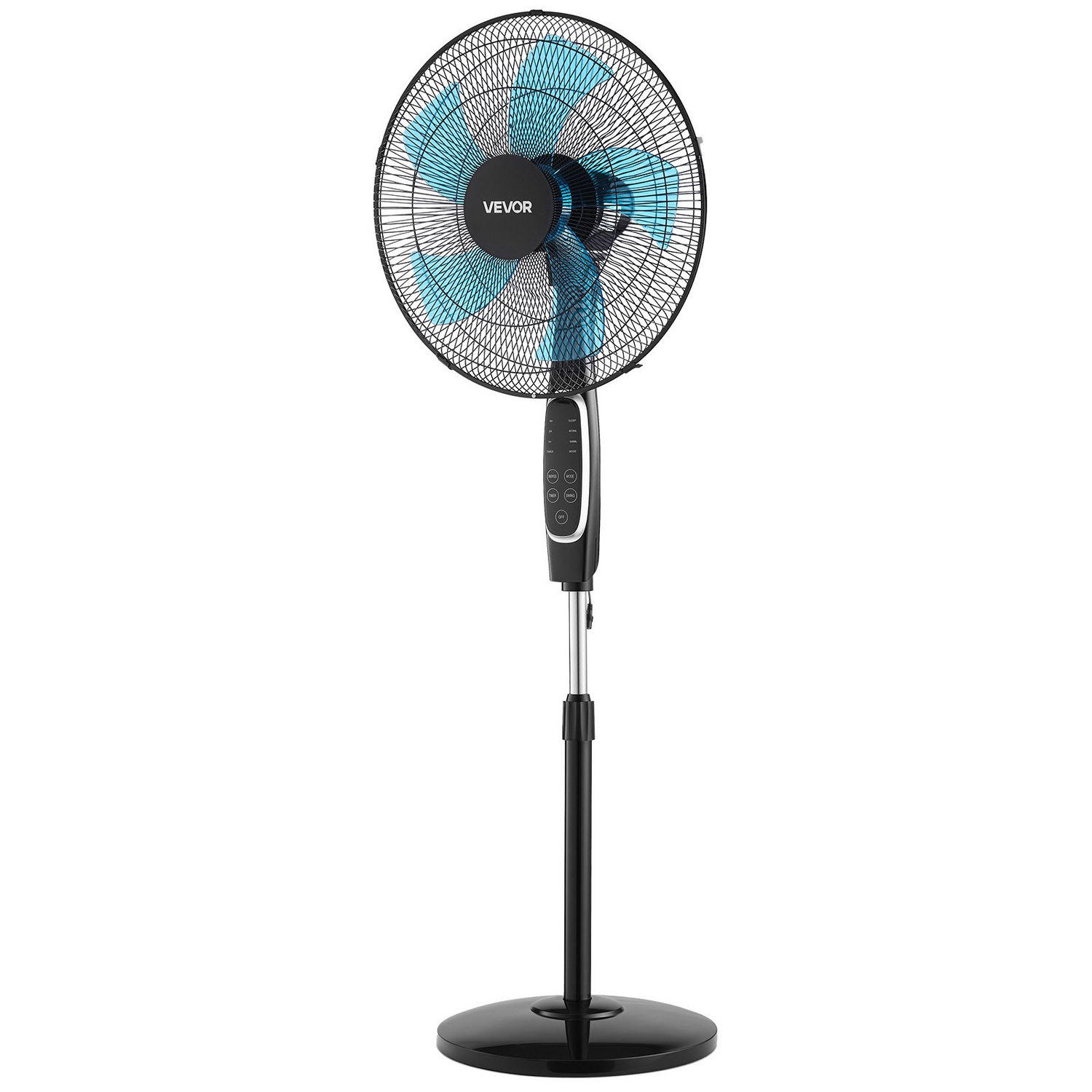 Start2Finish VEVOR 18-inch pedestal fan with remote, 9 speeds, oscillating, adjustable height, quiet DC motor, black standing floor fan