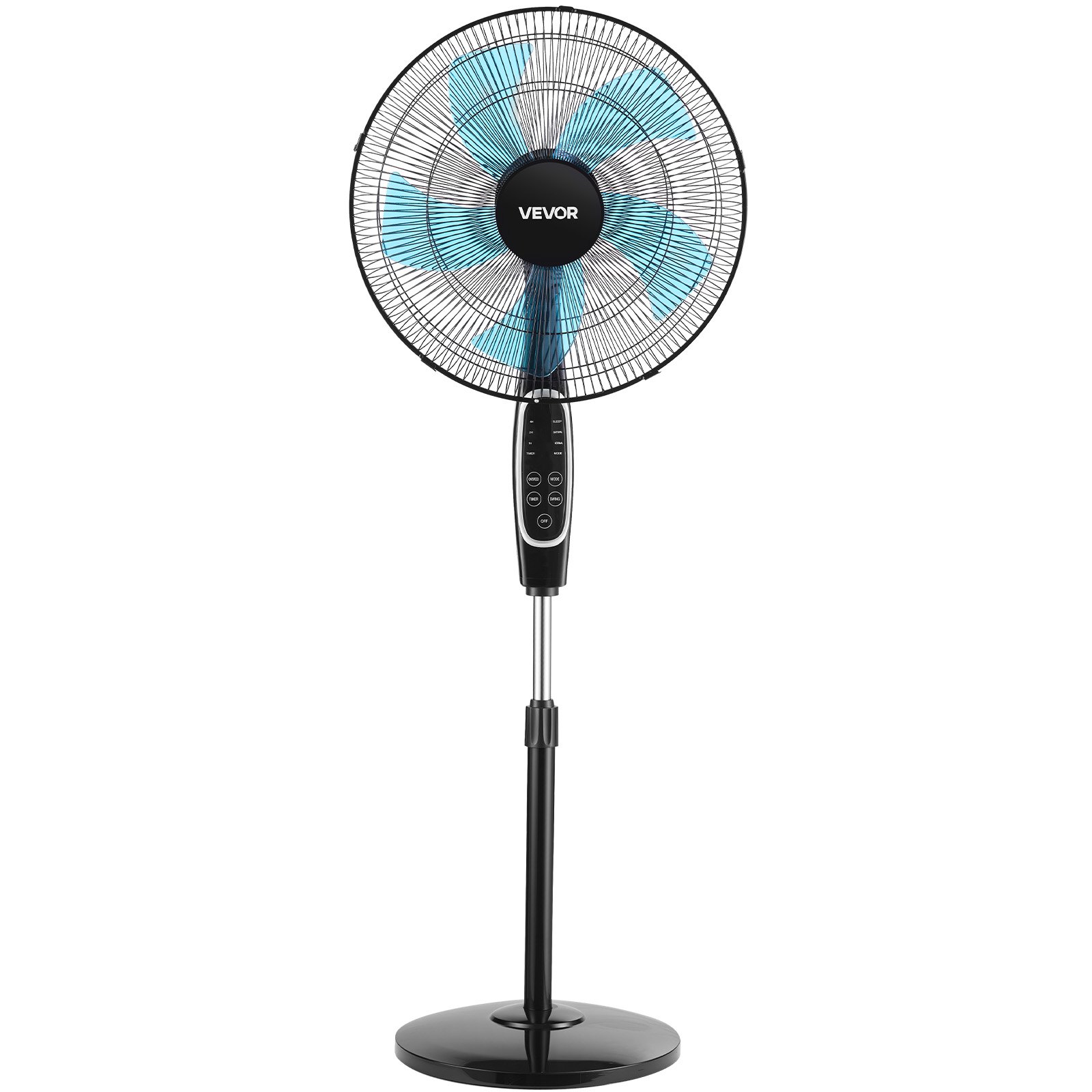 Start2Finish VEVOR 18-inch pedestal fan with remote, 9 speeds, oscillation, adjustable height, quiet DC motor, black standing fan.
