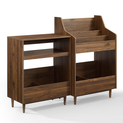 Start2Finish Liam 2-piece record player stand and vinyl storage set, showing a sleek furniture design with space for records and turntable.