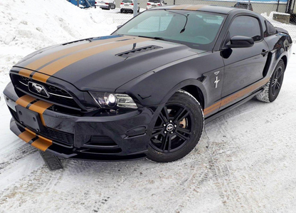 Start2Finish automotive racing stripes vinyl decals set with bold black and white racing stripe graphics for vehicles.
