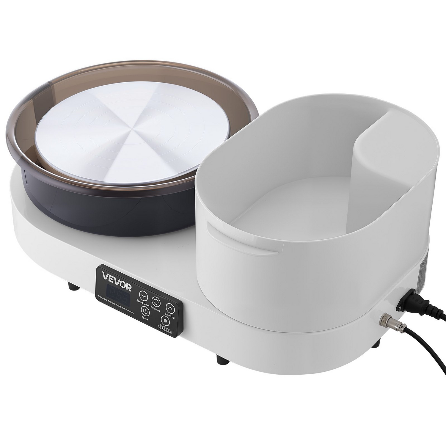 Start2Finish VEVOR pottery wheel with 11-inch aluminum turntable, 450W motor, foot pedal, adjustable speed for DIY clay art projects.