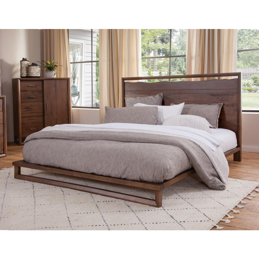 Start2Finish Lofton Queen Platform Bed shown with sleek wooden frame and headboard, modern furniture for bedroom decor.