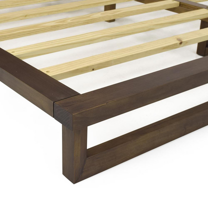 Start2Finish Lofton Queen Platform Bed in dark wood finish with sleek, modern design and sturdy frame for bedroom furniture.