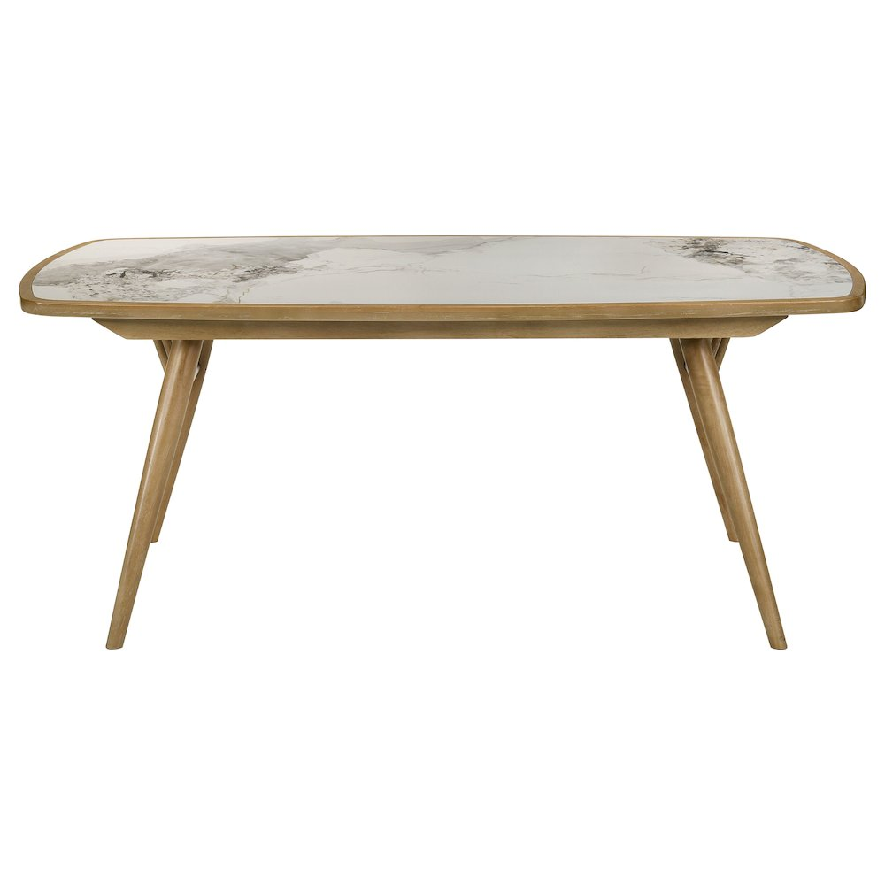 Start2Finish Croyden 7-piece rectangular dining set with weathered natural finish, including table and six matching chairs.