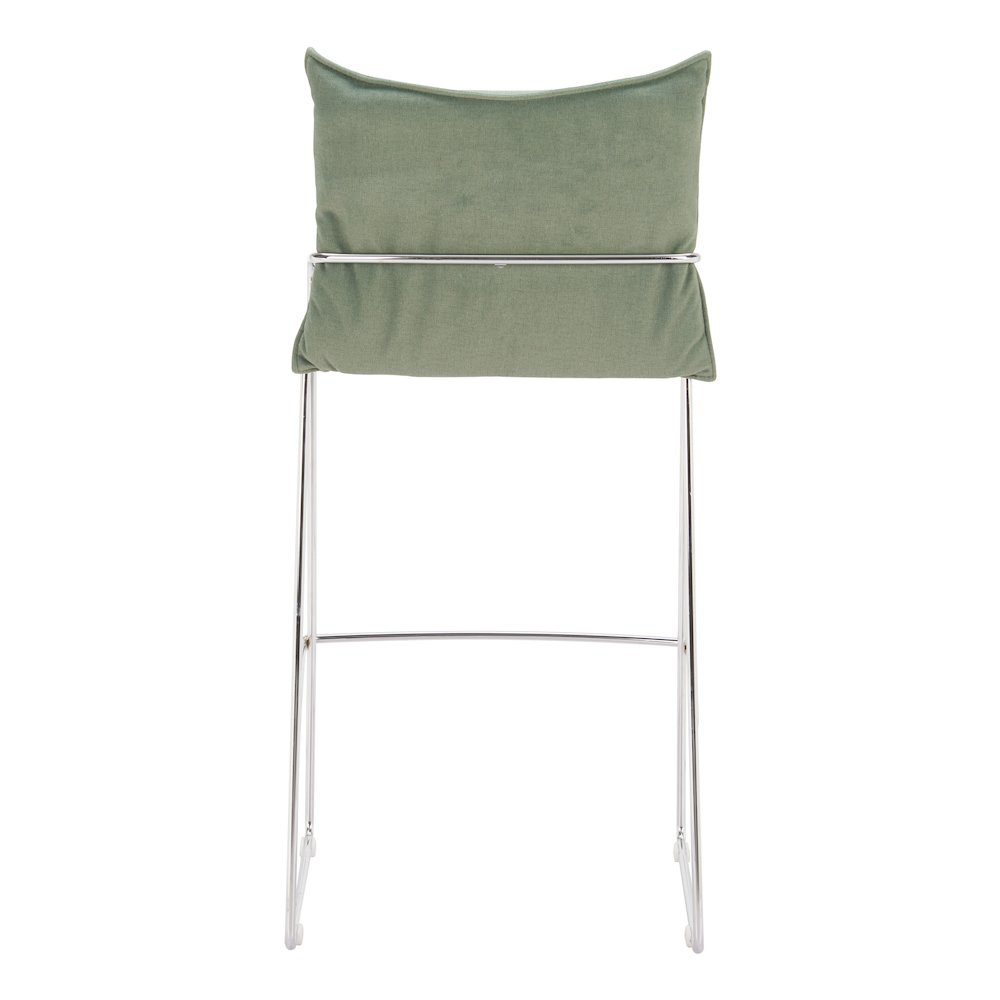 Green Pola Barstool by Start2Finish featuring a modern design with a cushioned seat and sleek metal legs.