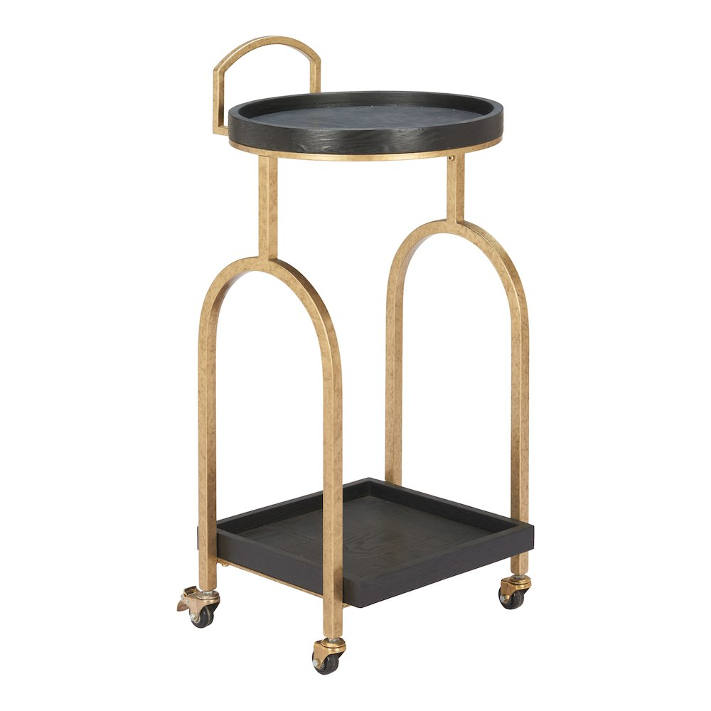 Start2Finish Zukei Bar Cart in black with multiple shelves and wheels, ideal for serving beverages and stylish home decor.