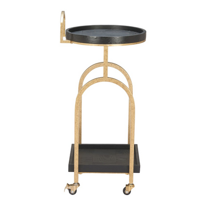 Start2Finish Zukei Bar Cart in black with multiple shelves and wheels, ideal for stylishly storing beverages and barware.