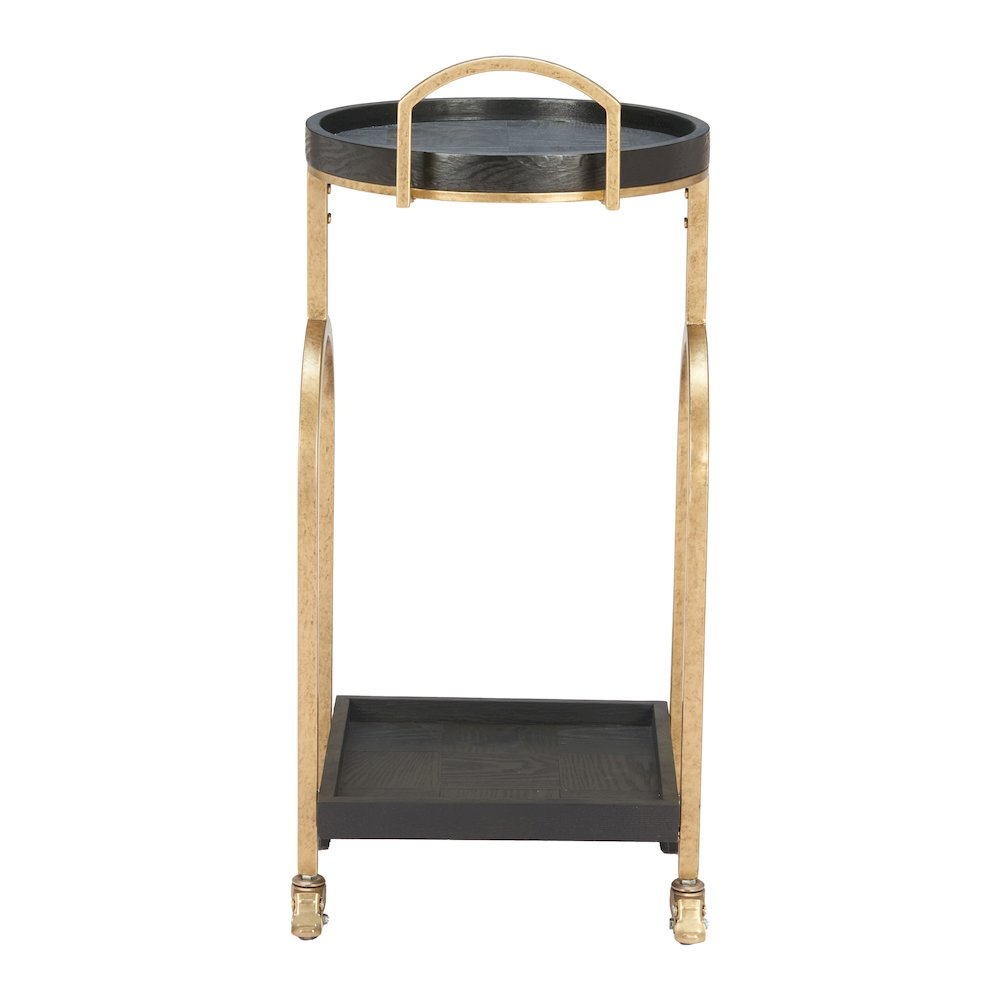 Start2Finish Zukei Bar Cart in black with two tiers and metal frame, perfect for stylish beverage storage and display.