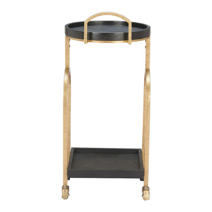Start2Finish Zukei Bar Cart in black with two tiers and metal frame, perfect for stylish beverage storage and display.