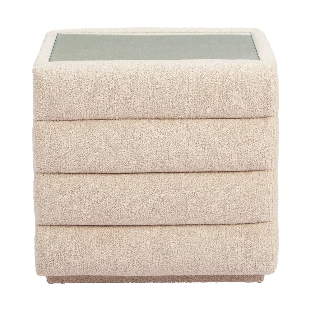 Beige Soffice Nightstand by Start2Finish featuring a sleek design with a single drawer and modern handles.