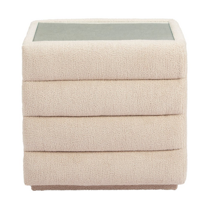 Beige Soffice Nightstand by Start2Finish featuring a sleek design with a single drawer and modern handles.