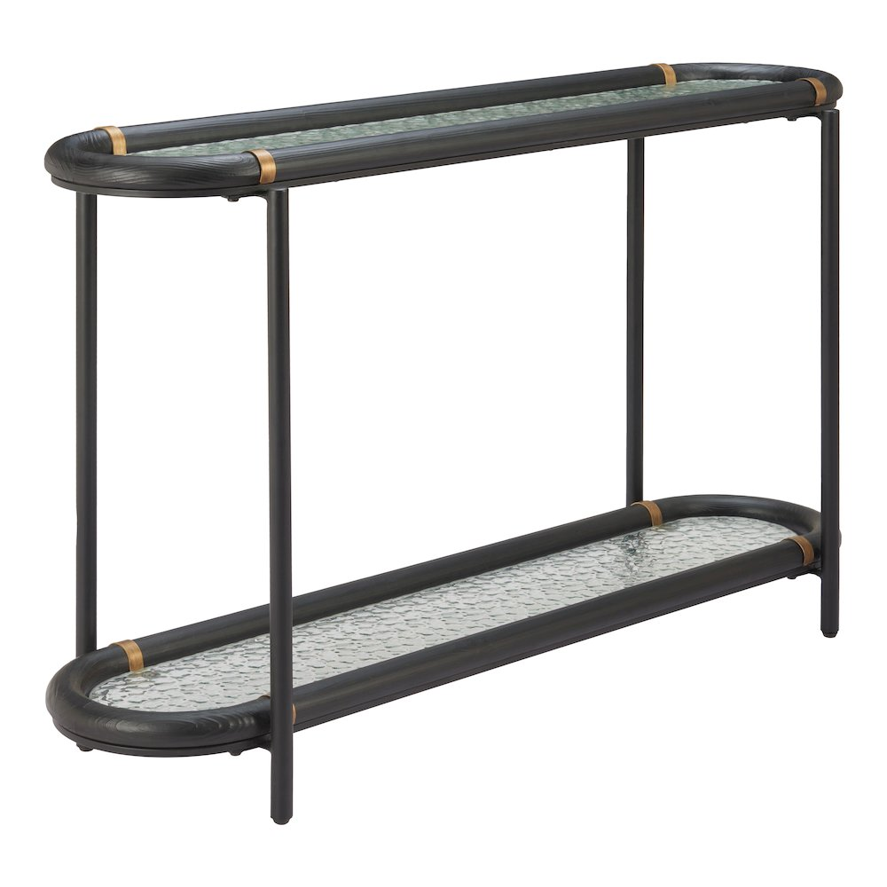 Black Aneis console table by Start2Finish, showcasing a sleek modern furniture piece with a smooth black finish and minimalist design.