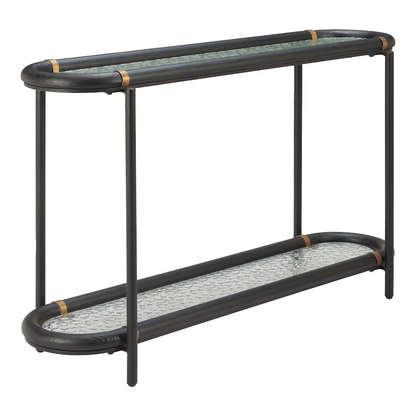 Black Aneis console table by Start2Finish, showcasing a sleek modern furniture piece with a smooth black finish and minimalist design.