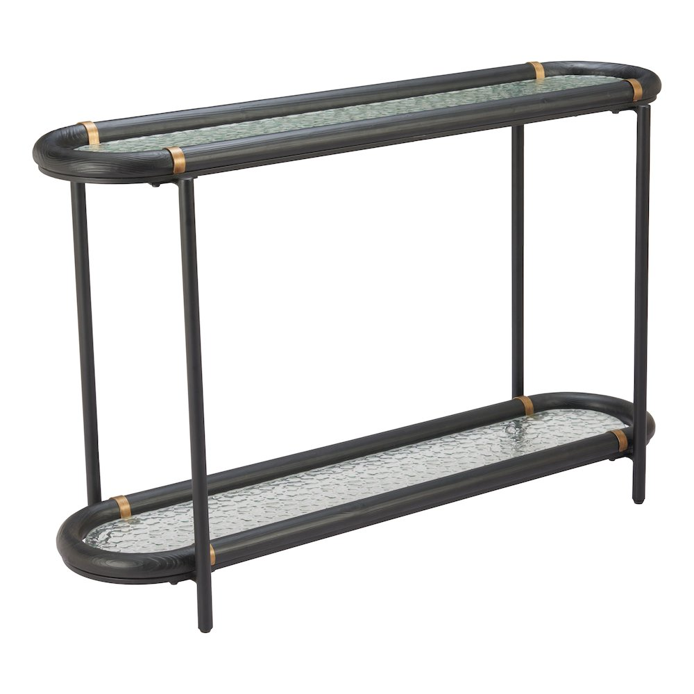 Black Aneis console table by Start2Finish, featuring a sleek modern furniture design with a smooth tabletop and sturdy legs.