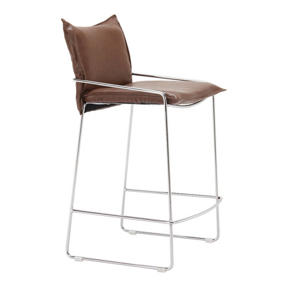 Start2Finish Pola Counter Stool in brown with a sleek wooden seat and metal legs, ideal for kitchen or bar seating.