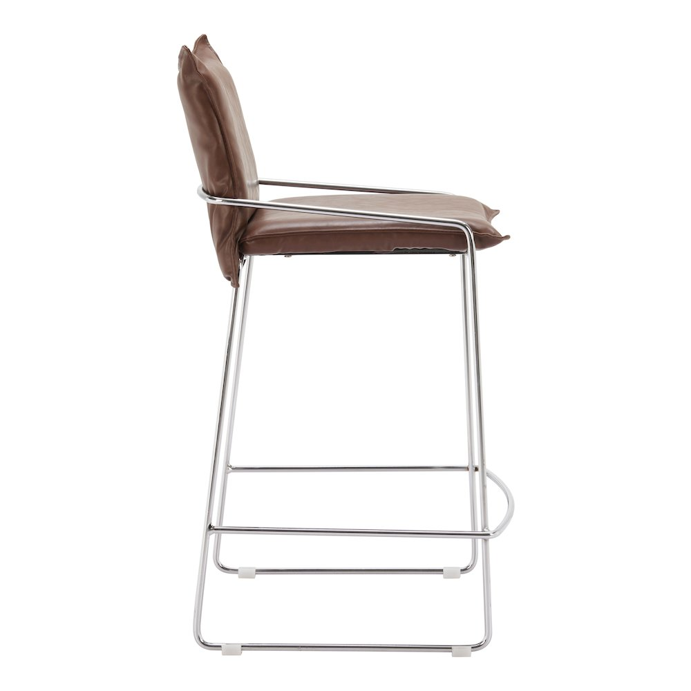 Start2Finish Pola counter stool in brown with sleek wooden legs and a cushioned seat for stylish dining or kitchen use.