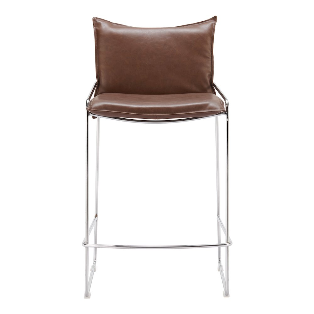 Brown Pola Counter Stool by Start2Finish with a sleek wooden seat and metal legs, ideal for kitchen or bar area seating.