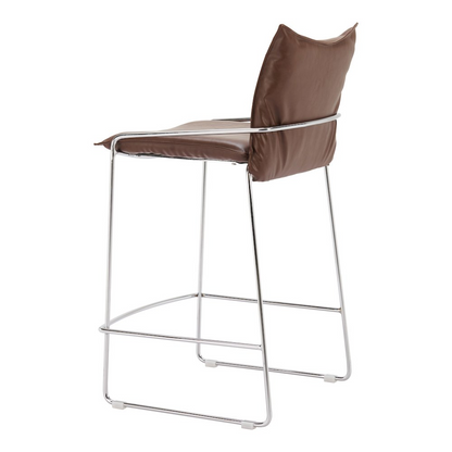 Start2Finish Pola counter stool in brown with a sleek wooden seat and metal legs, ideal for kitchen islands or home bars.