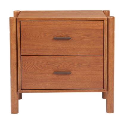 Walnut Beleza nightstand by Start2Finish with sleek design, featuring a single drawer and modern wooden finish.
