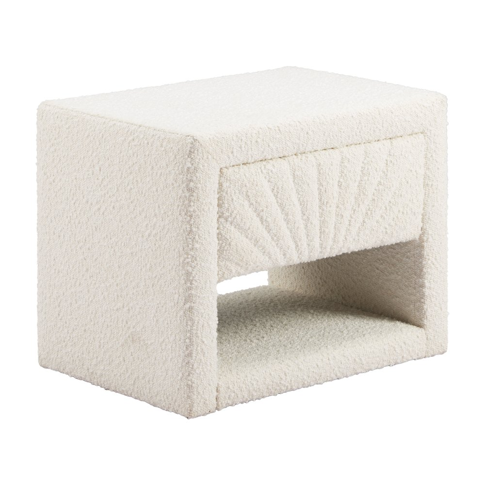 Start2Finish Baris Nightstand in ivory with sleek design and modern finish, featuring a spacious drawer and sturdy legs.