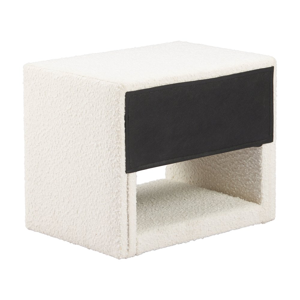 Start2Finish Baris Nightstand in ivory, featuring a modern wooden design with a single drawer and open shelf for bedroom storage.
