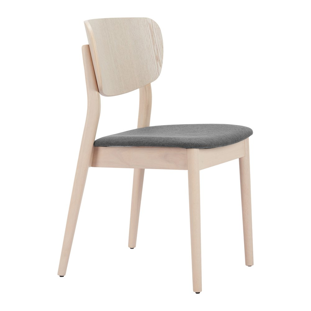 Set of two Kellua dining chairs by Start2Finish in gray and natural wood finish, showcasing modern furniture design