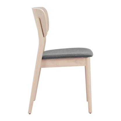Pair of Kellua Dining Chairs by Start2Finish in gray and natural wood finish, showcasing modern furniture design and comfortable seating.
