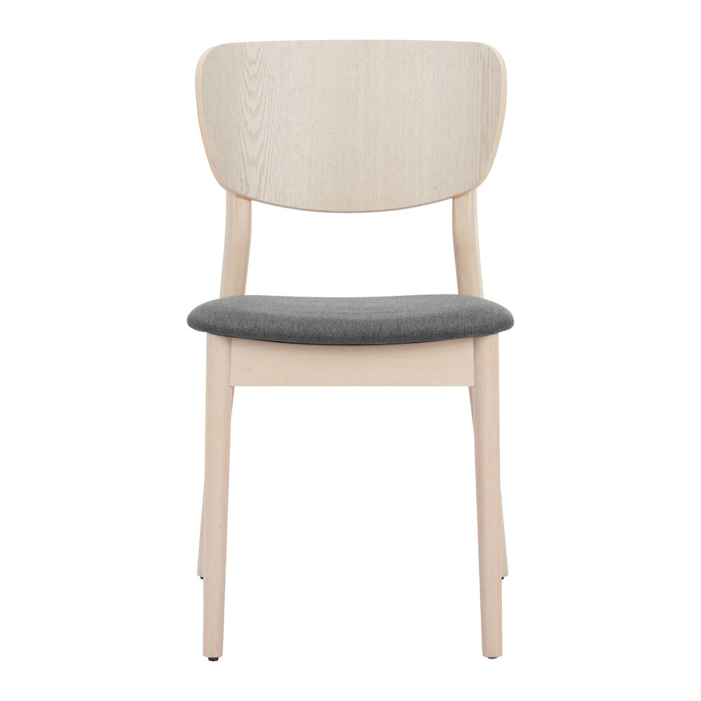 Set of two Kellua dining chairs by Start2Finish in gray and natural wood finish, showcasing modern furniture with sleek design.