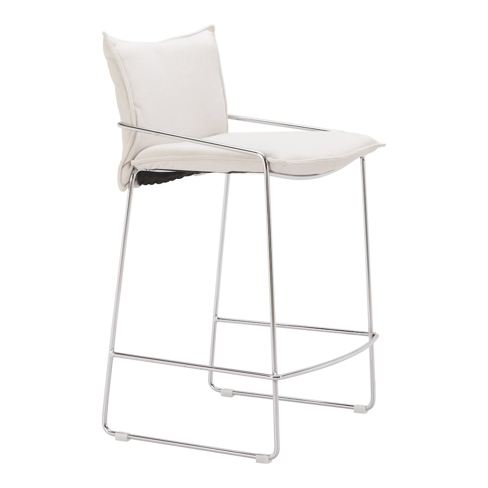 White Pola counter stool by Start2Finish with a sleek modern design and wooden legs.