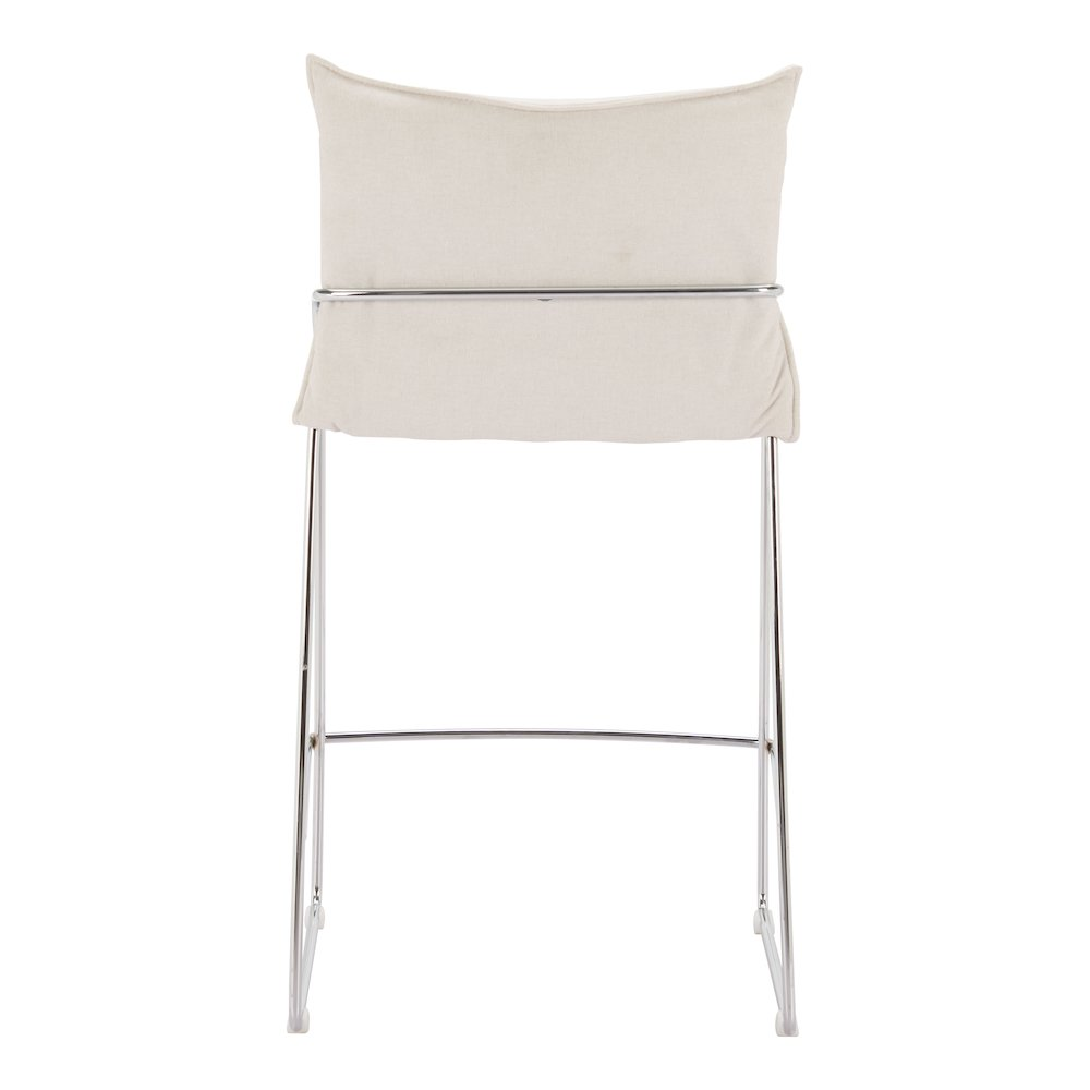 White Pola Counter Stool by Start2Finish with wooden legs and a modern, minimalist design for kitchen or bar area seating.