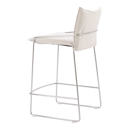 White Pola Counter Stool by Start2Finish featuring a modern design with a padded seat and sleek metal legs.