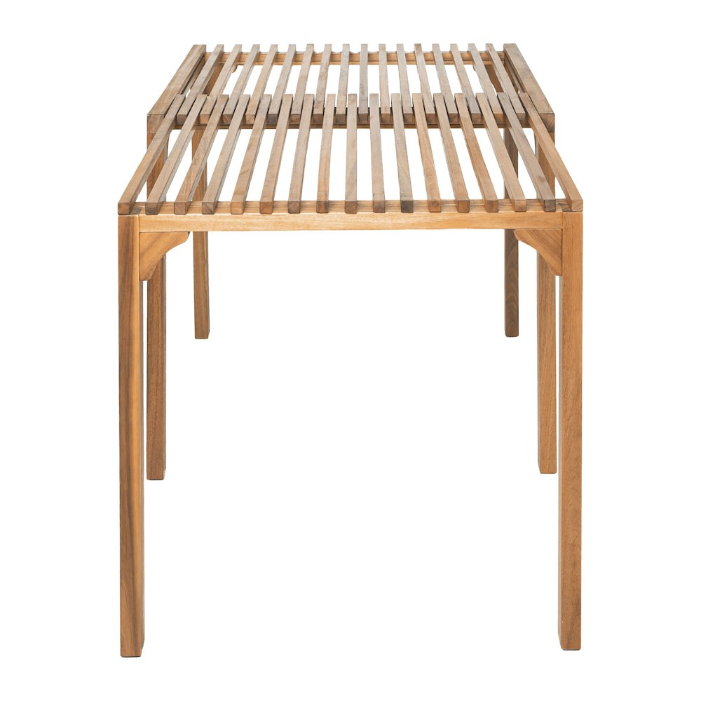 Start2Finish Riviera extendable dining table in natural wood finish, showcasing its sleek, modern design and extendable feature.