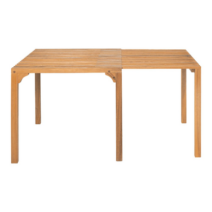 Start2Finish Riviera extendable dining table in natural wood finish, showcasing its sleek design and extendable feature for versatile dining.