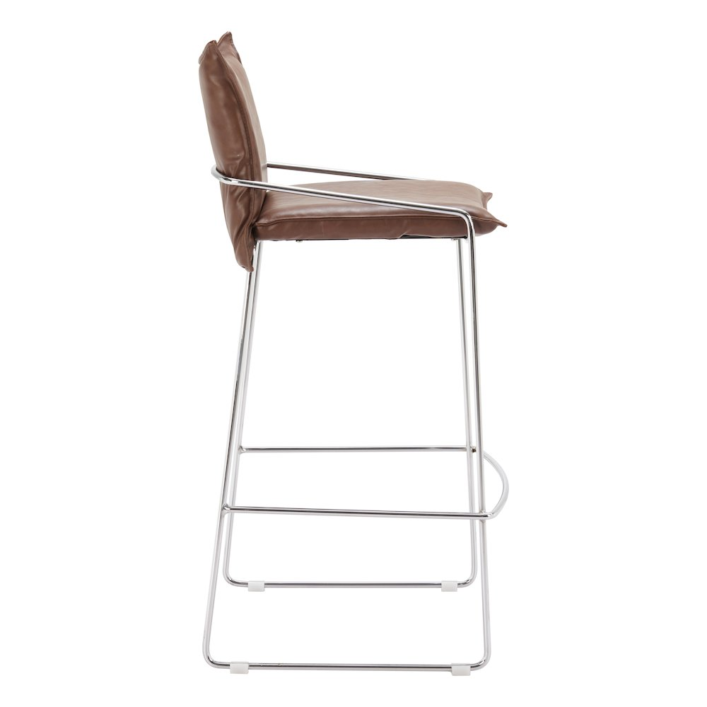 Brown Pola Barstool by Start2Finish featuring a modern design with a cushioned seat and sturdy wooden legs.