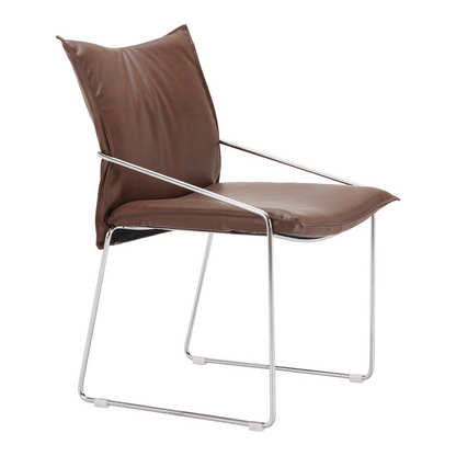 Set of two brown Pola dining chairs by Start2Finish, featuring wooden legs and cushioned seats for comfortable dining.