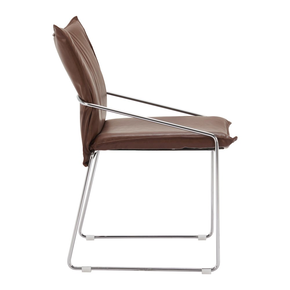 Set of two brown Pola dining chairs by Start2Finish, featuring cushioned seats and sleek wooden legs for modern dining room decor.