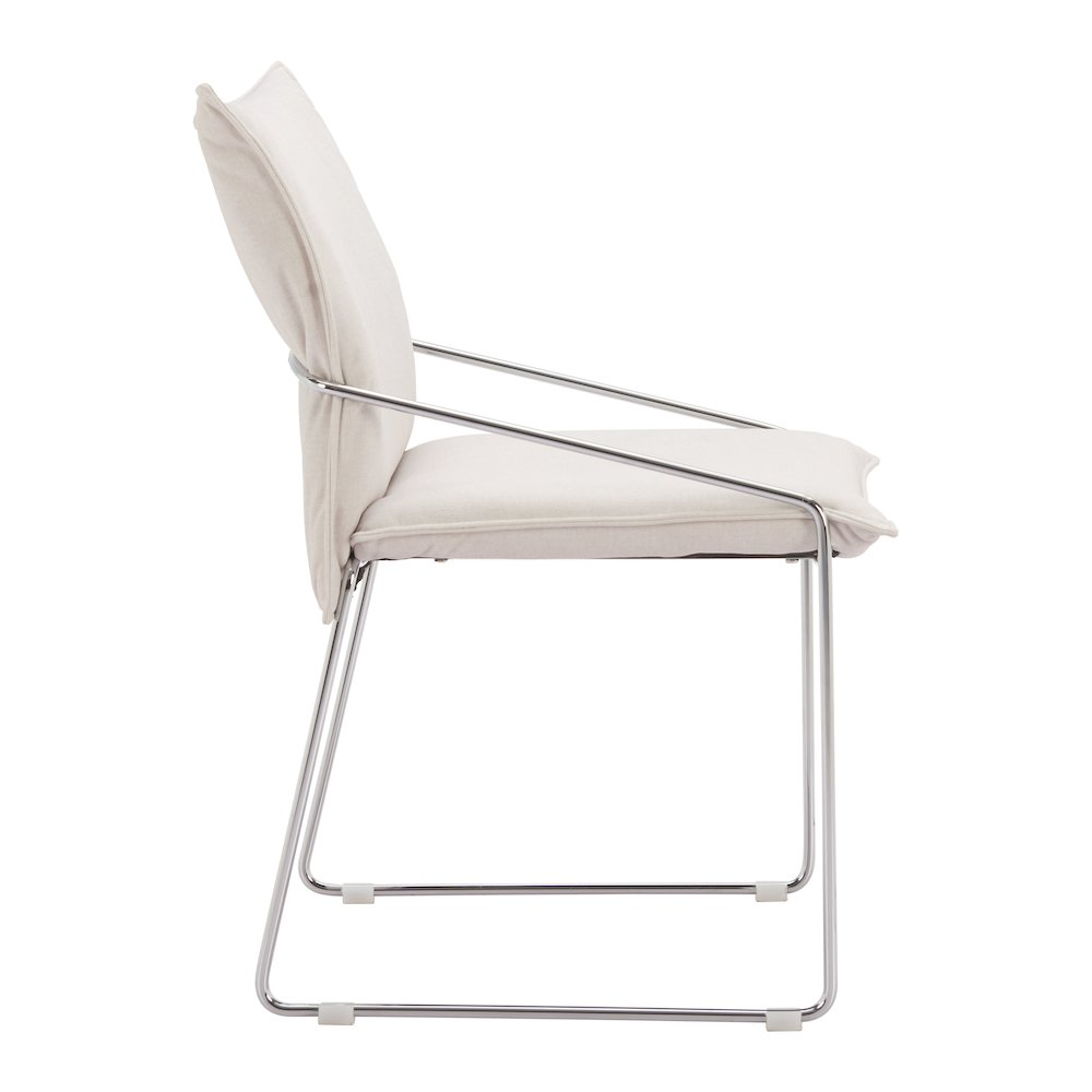 Set of two white Pola dining chairs by Start2Finish with modern, sleek design and wooden legs, perfect for contemporary dining rooms.