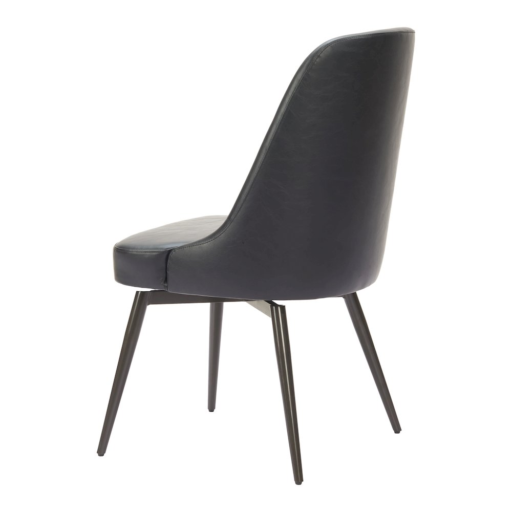 Pair of black Keppel swivel dining chairs by Start2Finish, featuring modern design and comfortable cushioned seats.
