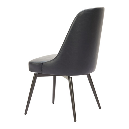 Pair of black Keppel swivel dining chairs by Start2Finish, featuring modern design and comfortable cushioned seats.